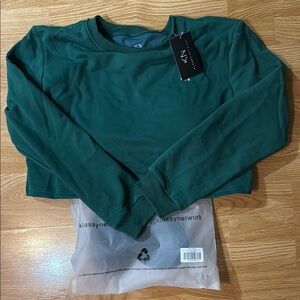 Klassy Network Forest Green Long Sleeve Crop Sweater